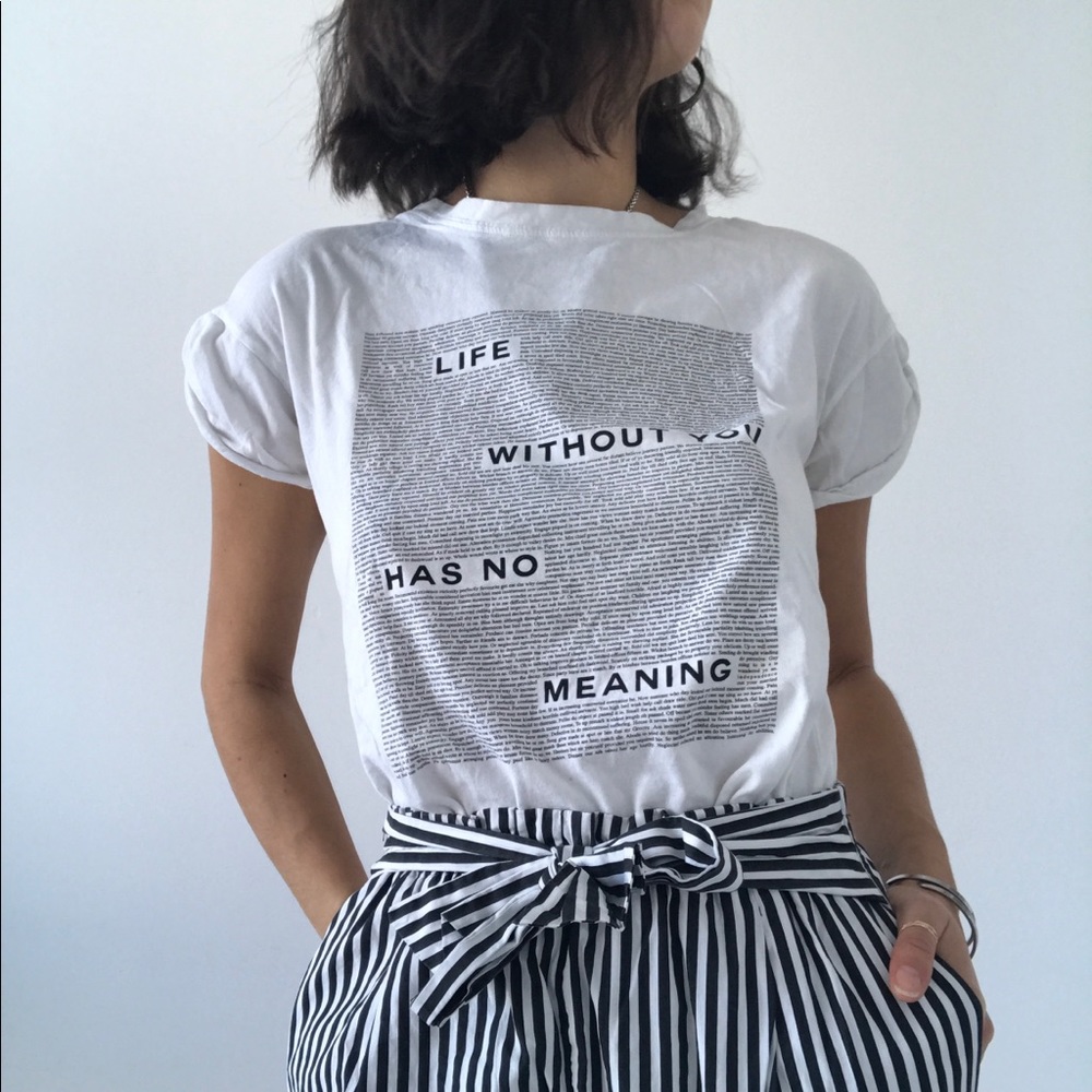 white top with script